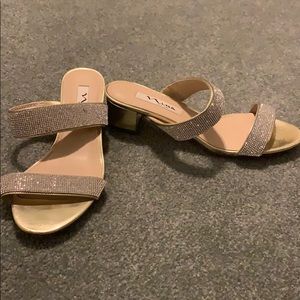 Sparkly slip on low heeled shoes